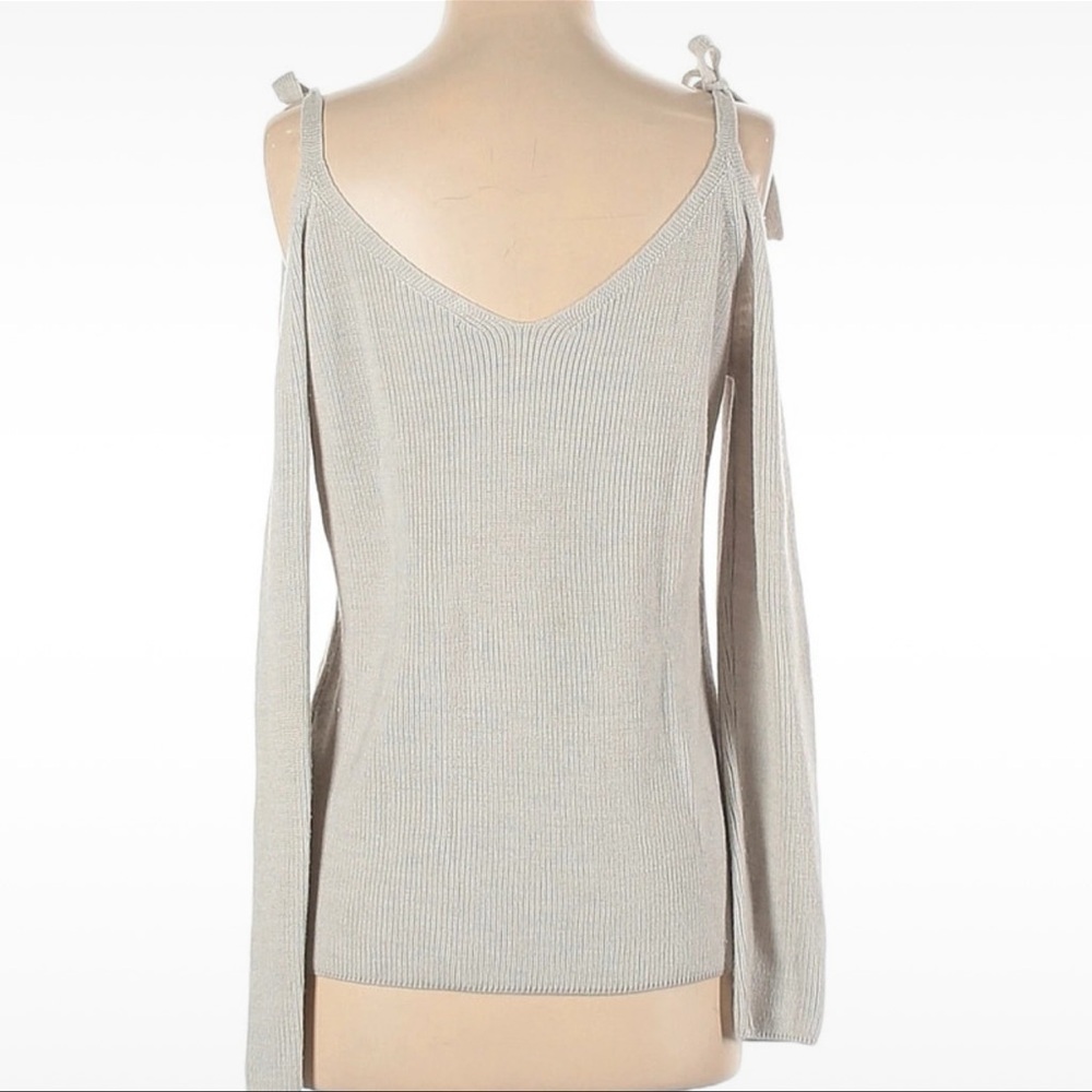 Club Monaco Nordstrom cold shoulder sweater neutral cream tan knit womens size S - Picture 4 of 11